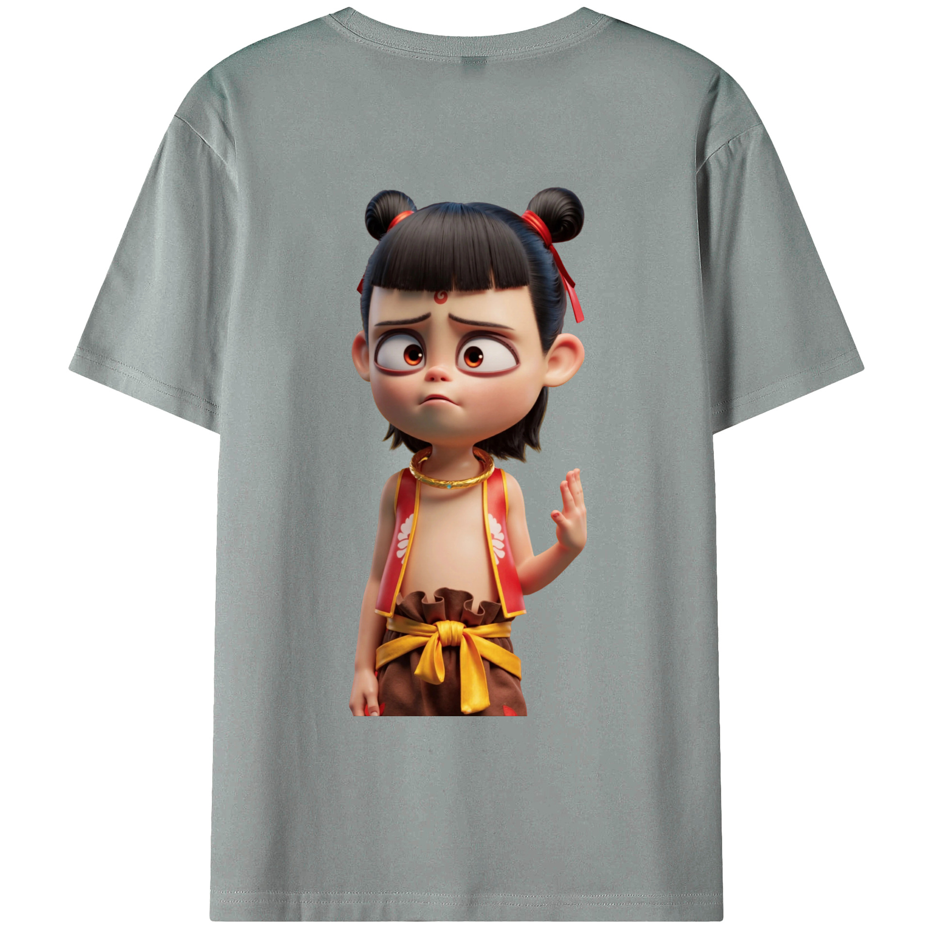 （画像用） Ne Zha 2 ナタ 魔童の大暴れ 綿100％ メンズ半袖Tシャツ（バックプリント） 通気性